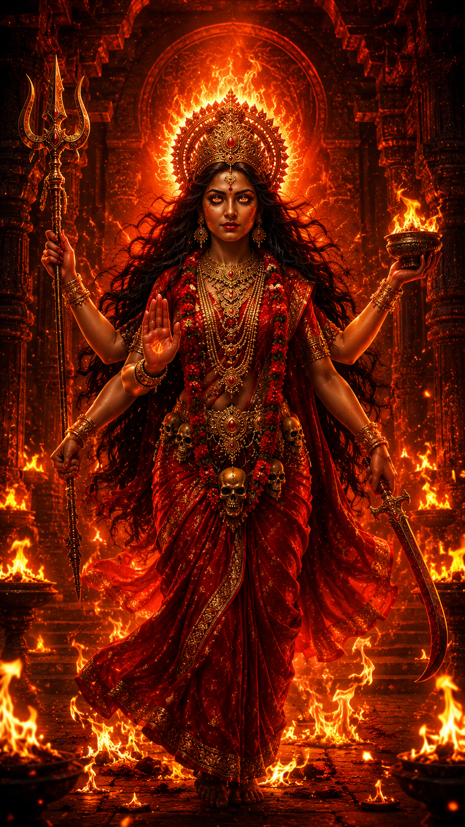 Goddess Bhairavi powerful spiritual wallpaper in 4K resolution
